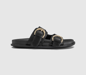 OFFICE Womens Shania Double Buckle Footbed Sandals Black, 4