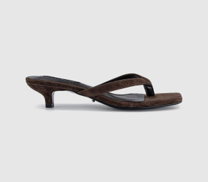 Tony Bianco Womens Annie Toe Post Kitten Heels Espresso Suede Brown, 7