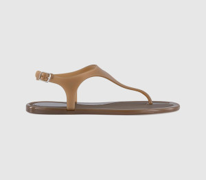 OFFICE Womens Shake Toe Post Jelly Sandals Brown, 5