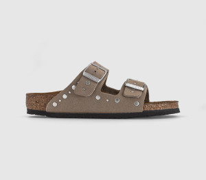 Birkenstock Arizona Rivets Kids Sandals Soft Gray Taupe Grey, 11.5 youth