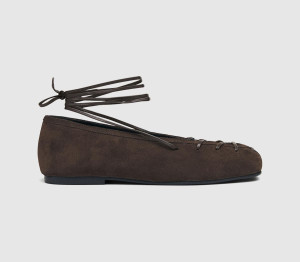 Alohas Womens Bumi Ballet Flats Chocolate Brown Suede, 5