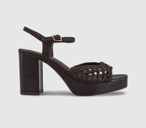 OFFICE Womens Harlem Basket Weave Platform Heeled Sandals Brown, 9