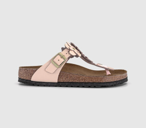 Birkenstock Womens Gizeh Flowers Toe Thong Sandals Light Rose Pink, 4