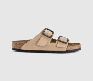 Birkenstock Mens Arizona Wire Buckle Sandals Sandcastle Nubuck Natural, 7.5