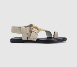 OFFICE Womens Storm Strappy Buckle Sandals Taupe Suede Natural, 6