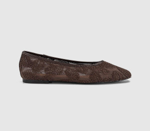 OFFICE Womens Foxglove Embroidered Leaf Print Ballet Pumps Brown, 7