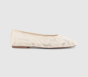 OFFICE Womens Foxglove Embroidered Leaf Print Ballet Pumps Cream Natural, 5