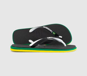 Havaianas Mens Brasil Twist Flip Flops Black, 6/7
