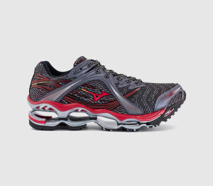 Mizuno Mens Wave Prophecy 1 Trainers Harbor Mist Chinese Red Black In Natural, 9.5
