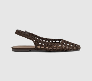 OFFICE Womens Fairmont Woven Slingback Flats Brown, 9