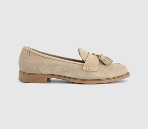 OFFICE Womens Flicker Tassel Loafers Beige Suede Natural, 3
