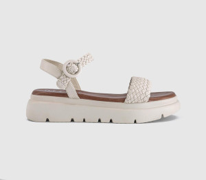 OFFICE Womens Salute Woven Double Strap Platform Sandals Off White, 9