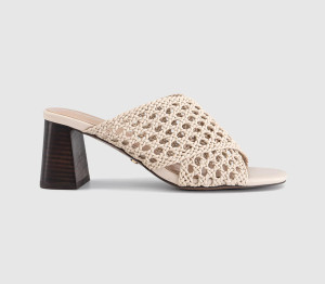 OFFICE Womens Melbourne Basket Weave Mules Off White, 5