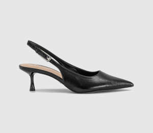OFFICE Womens Metropolitan Buckle Detail Slingback Kitten Heels Black, 4