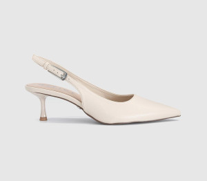 OFFICE Womens Metropolitan Buckle Detail Slingback Kitten Heels Off White, 4