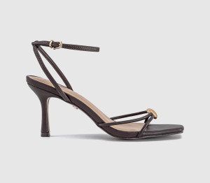 OFFICE Womens Hollywood Metal Trim Strappy Heeled Sandals Brown, 4