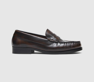 Alohas Womens Rivet Loafers Brushed Coffee Brown, 8
