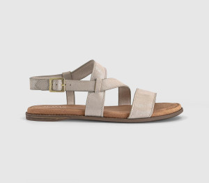 TOMS Womens Mar Sandals Champagne Shimmer Suede Natural, 3