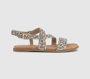 TOMS Womens Mar Sandals Oatmeal Small Leopard Spots Suede Natural, 6