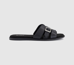 TOMS Womens Sol Sliders Black Leather, 6