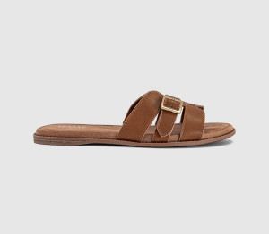 TOMS Womens Sol Sliders Brown Sugar Leather, 4