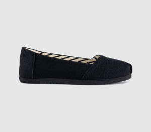 TOMS Womens Alpargata Ballet Flats Black Heritage Canvas, 3