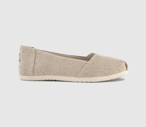 TOMS Womens Alpargata Ballet Flats Champagne Tonal Sparkle Woven Natural, 4