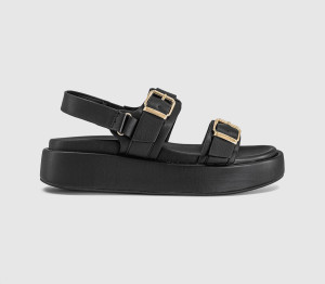 OFFICE Womens Springs Double Buckle Platform Sandals Black, 9