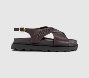 Earthaddict Womens Earth Addict Fleur Cross Over Chunky Sandals Brown Leather, 8