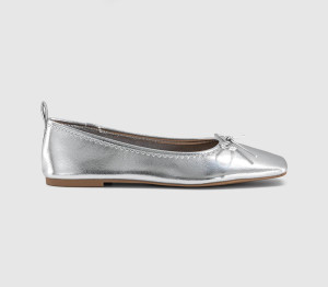 OFFICE Womens Finti Square Toe Soft Ballet Flats Silver Multi, 5