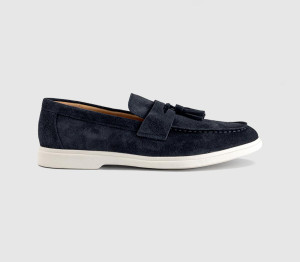 OFFICE Mens Cairo Tassel Loafers Navy Suede Blue, 8