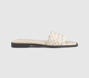 OFFICE Womens Scottie Leather Weave Sliders White, 4