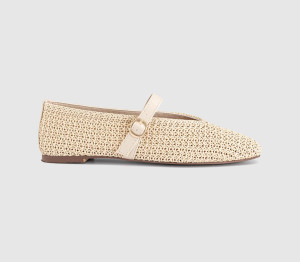 OFFICE Womens Feather Knitted Mary Jane Ballet Pumps Cream White, 8