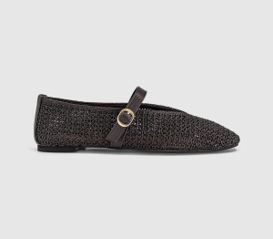 OFFICE Womens Feather Knitted Mary Jane Ballet Pumps Brown, 9