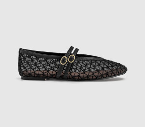 OFFICE Womens Flirting Woven Mesh Mary Jane Ballet Flats Black, 7