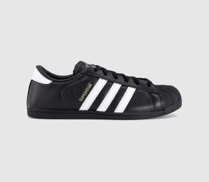 Adidas Womens Superstar Lo Pro Trainers Black White Gold Metallic, 7.5