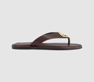 OFFICE Womens Saffron Metal Trim Detail Toepost Sandals Brown, 5