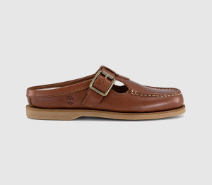 Timberland Womens Classic Boat Clog Shoes Rust Full Grain Brown, 6