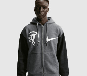 Nike Mens Central Cee Syna World FZ Fleece Hoodie Charcoal Heather Black, XL