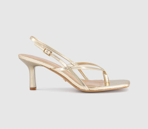 OFFICE Womens Mokka Toepost Slingback Heeled Sandals Gold Multi, 4