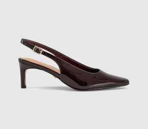 OFFICE Womens Macie Chisel Toe Slingback Court Heels Burgundy Patent Red, 7