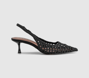 OFFICE Womens Malaga Basket Weave Slingback Kitten Heels Black, 6