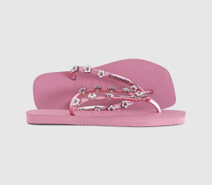 Havaianas Womens Slim Square Stylish Flip Flops Rose Chiffon Pink, 5