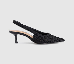 OFFICE Womens Miami Woven Slingback Heels Black, 5