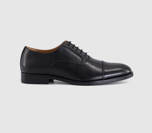OFFICE Mens Moorfield Toe Cap Oxford Shoes Black Leather, 6