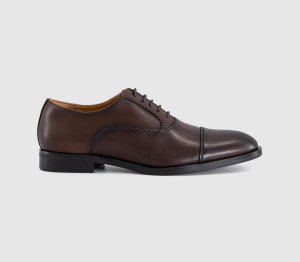 OFFICE Mens Moorfield Toe Cap Oxford Shoes Brown Leather, 7