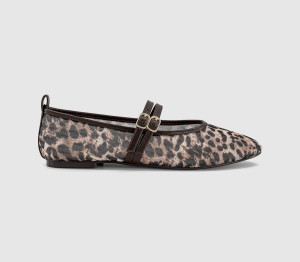 OFFICE Womens Fenix Double Strap Mary Jane Ballet Flats Leopard Mesh Multi, 3
