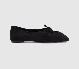 OFFICE Womens Frenzie Key Hole Ballet Pumps Black Faux Suede, 9