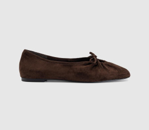 OFFICE Womens Frenzie Key Hole Ballet Pumps Brown Faux Suede, 7