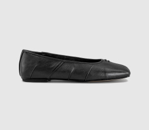 OFFICE Womens Fang Ruched Ballerina Flats Black, 5